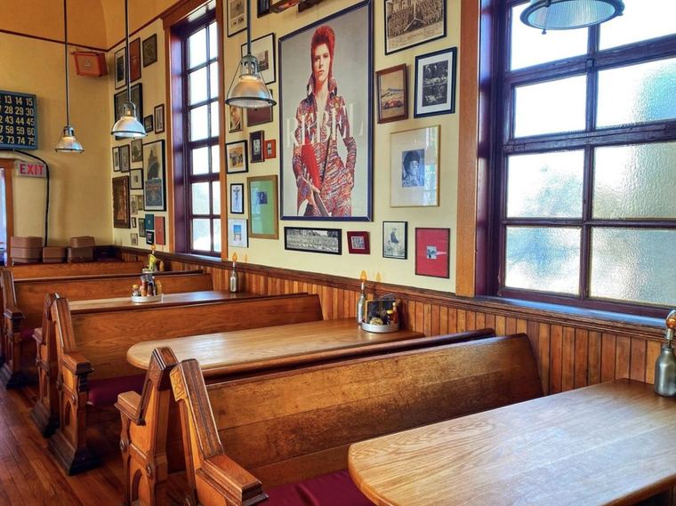 Pews, kept and reupholstered