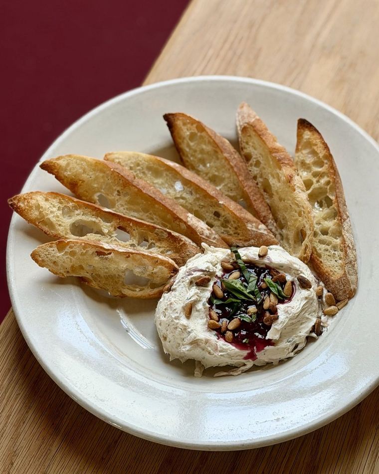 Whipped goat cheese and crostini