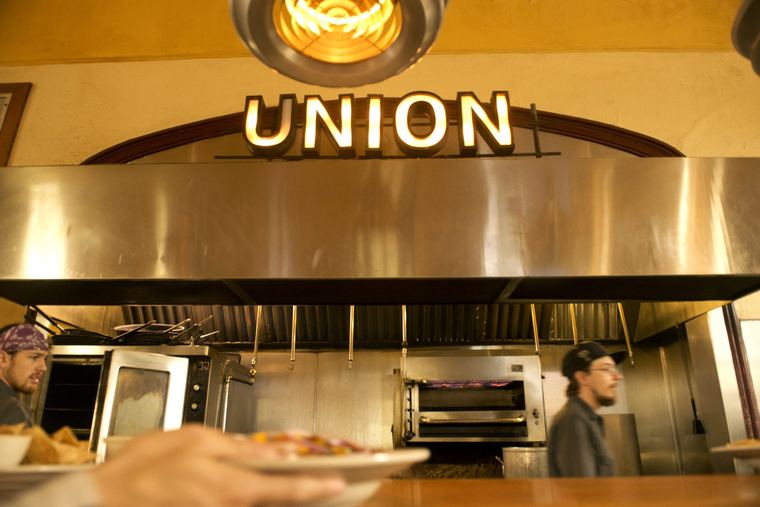 UNION, in lights, over the pass